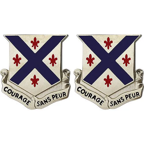 126th Armor Regiment Unit Crest (Courage Sans Peur) - Sold in Pairs