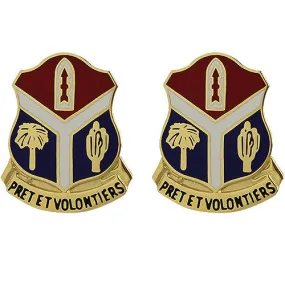 147th Field Artillery Regiment Unit Crest (Pret Et Volontiers) - Sold in Pairs