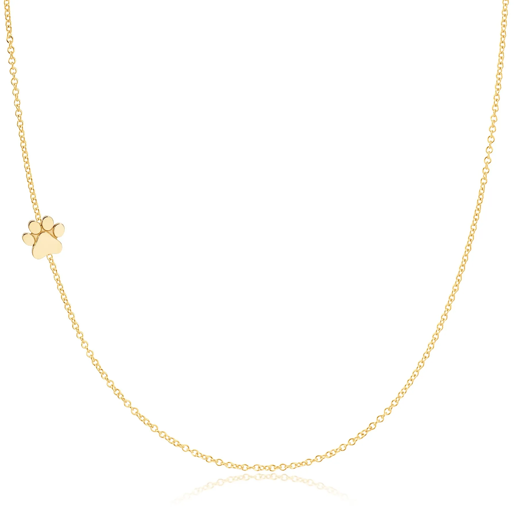 14K GOLD ASYMMETRICAL CHARM NECKLACE - Paw