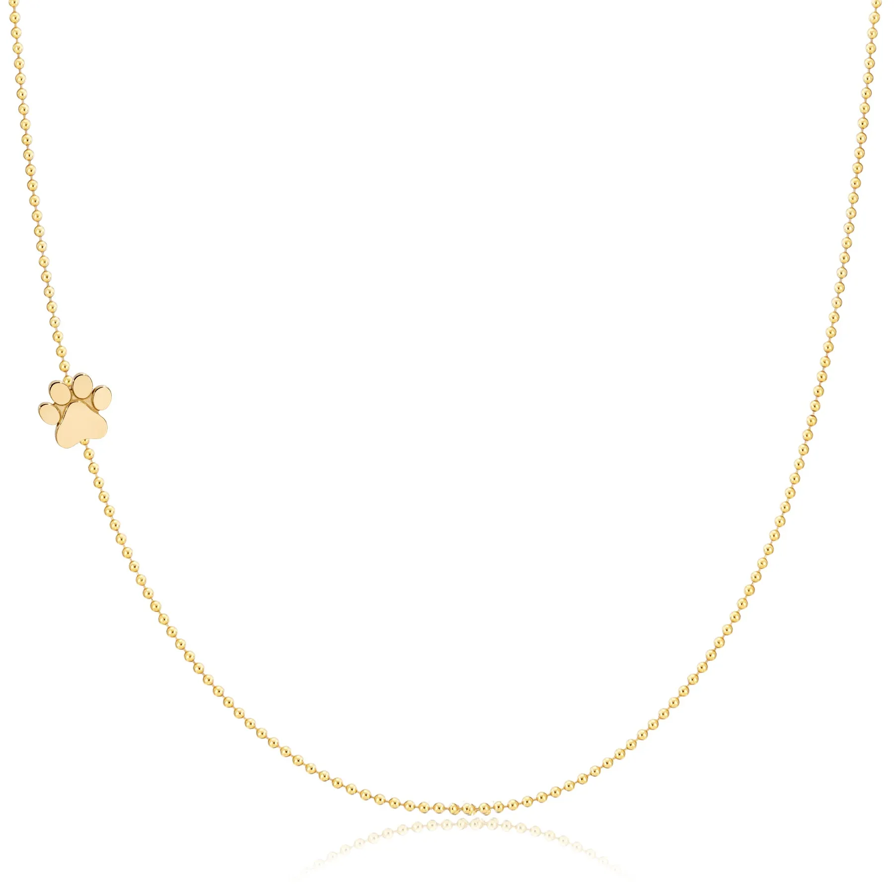 14K GOLD ASYMMETRICAL CHARM NECKLACE - Paw