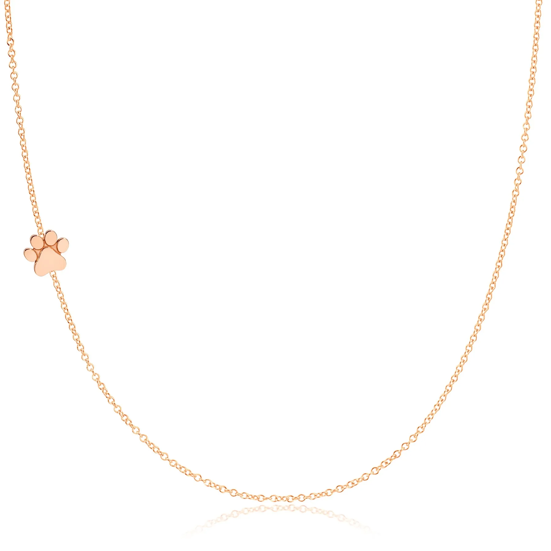 14K GOLD ASYMMETRICAL CHARM NECKLACE - Paw