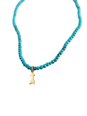 15 1/2” Turquoise Bead and 14k Gold Arrow Charm Necklace