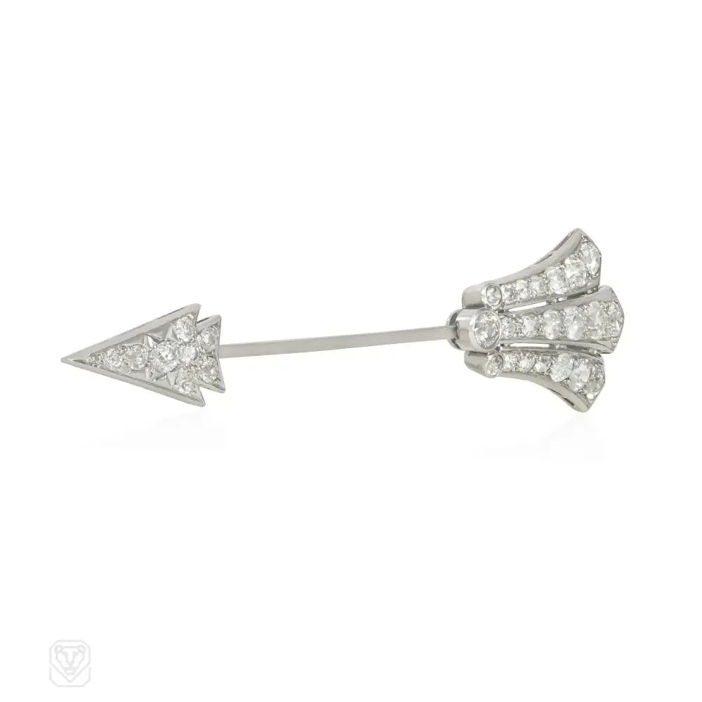 1920s platinum and diamond arrow jabot