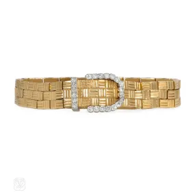 1950s Cartier gold and diamond bracelet watch