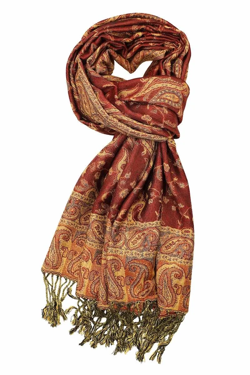 Achillea Rust Reversible Paisley Pashmina