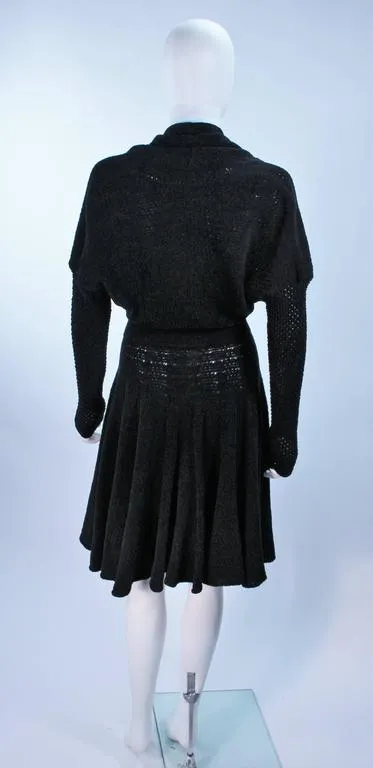 ALAÏA Vintage Black Fuzzy Stretch Dress Size XS