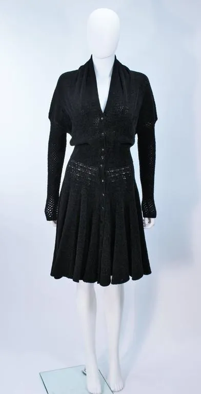 ALAÏA Vintage Black Fuzzy Stretch Dress Size XS