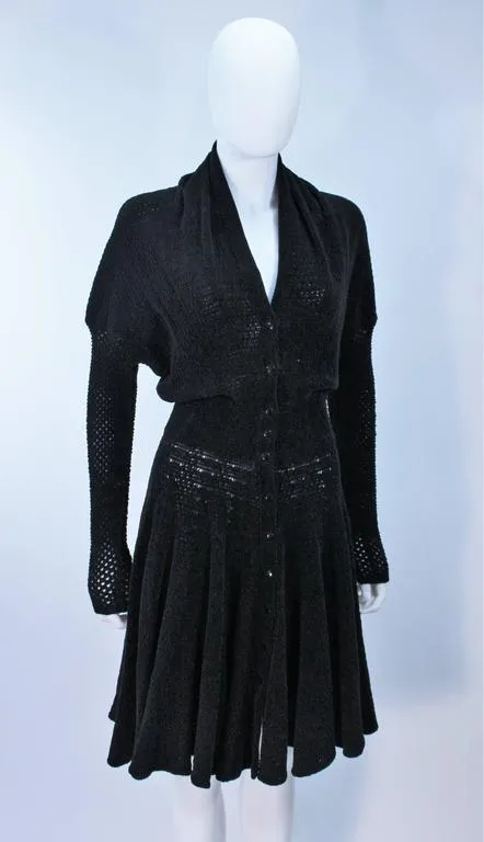 ALAÏA Vintage Black Fuzzy Stretch Dress Size XS