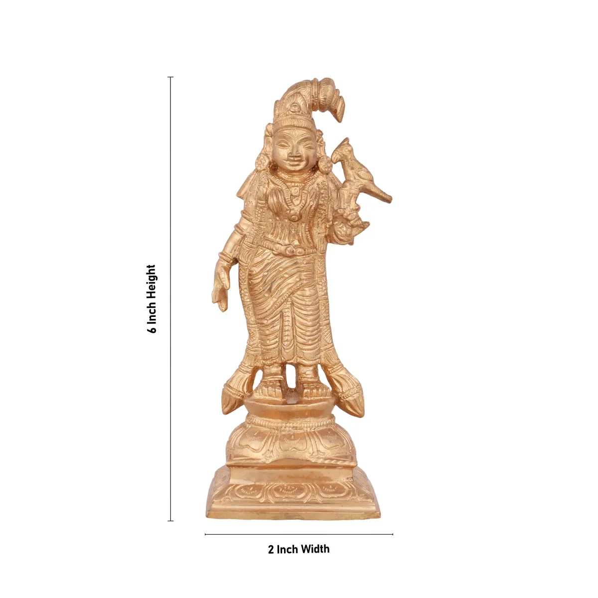 Andal Idol - 6 x 2 Inches | Panchaloha Statue/ Andal Vigraham for Pooja/ 500 Gms Approx