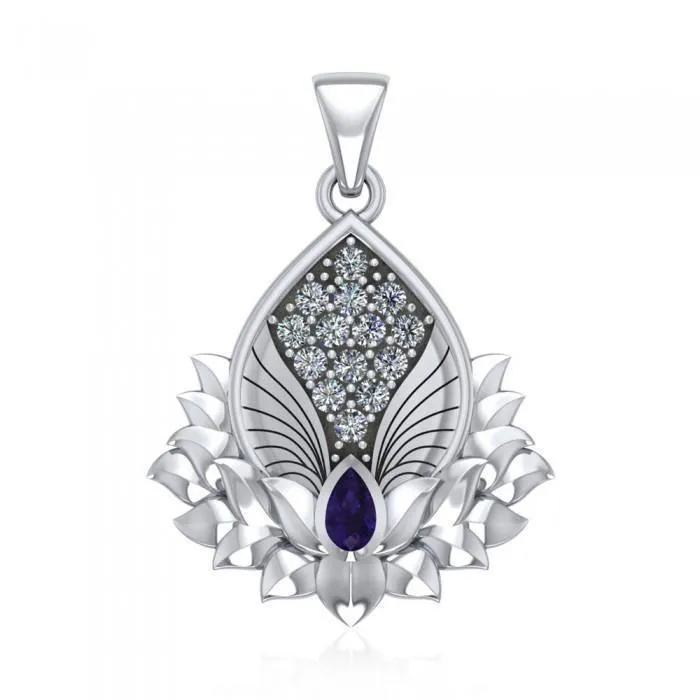 Angel Wings and Lotus with Gemstone Pendant TPD4960