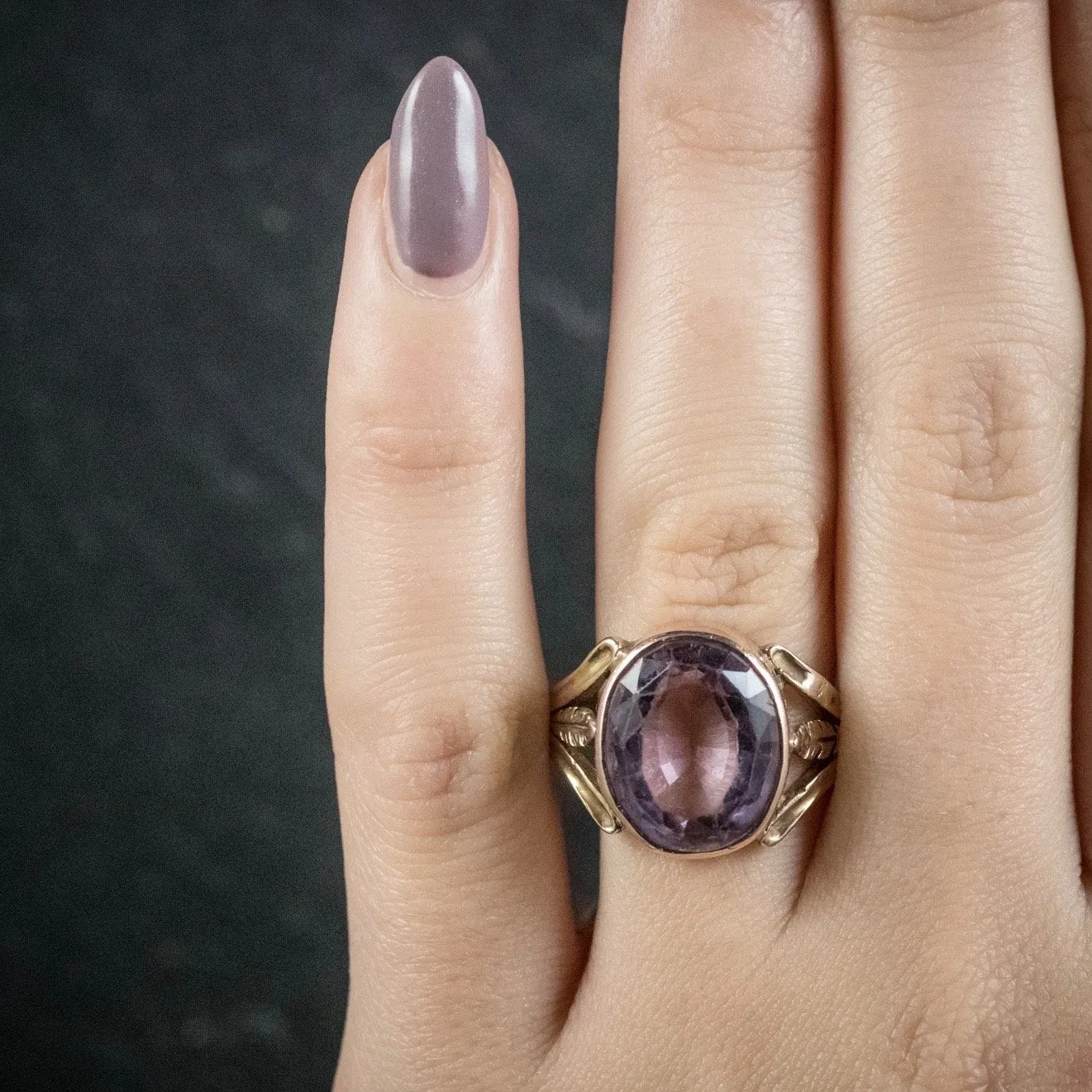 Antique Arts And Crafts Purple Spinel Ring 15Ct Gold Circa 1900