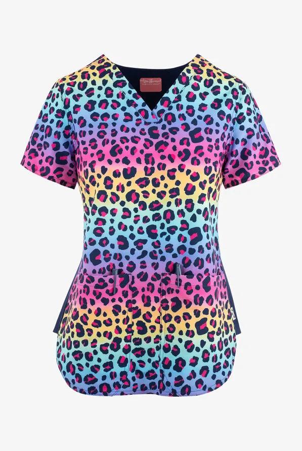 Ava Therese Women's Animal Motion Print Scrub Top