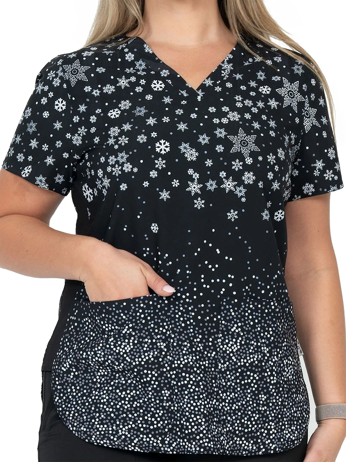 Ava Therese Women's Winter Vibes Print Scrub Top