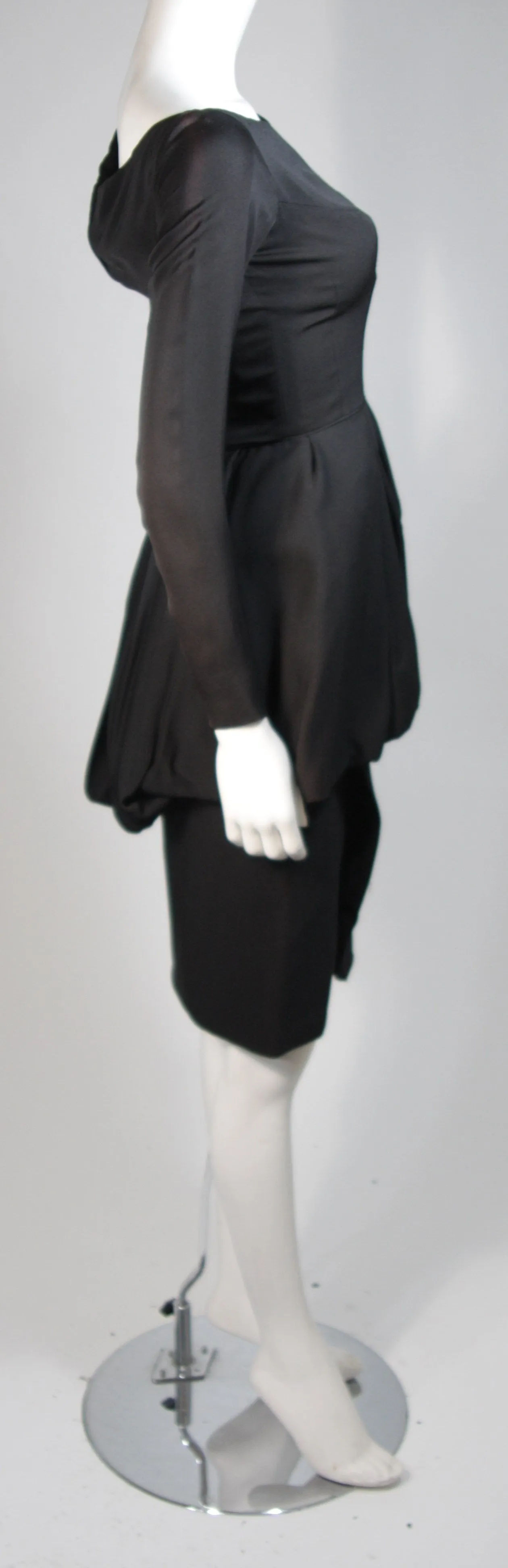 CEIL CHAPMAN Black Draped Princess Style Waist Dress Size XS