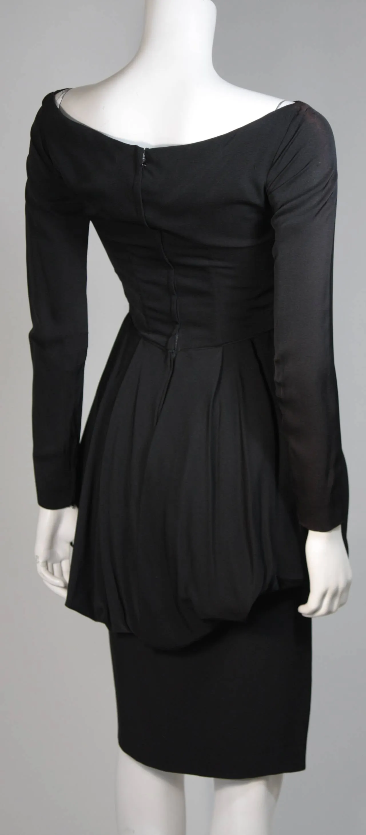 CEIL CHAPMAN Black Draped Princess Style Waist Dress Size XS