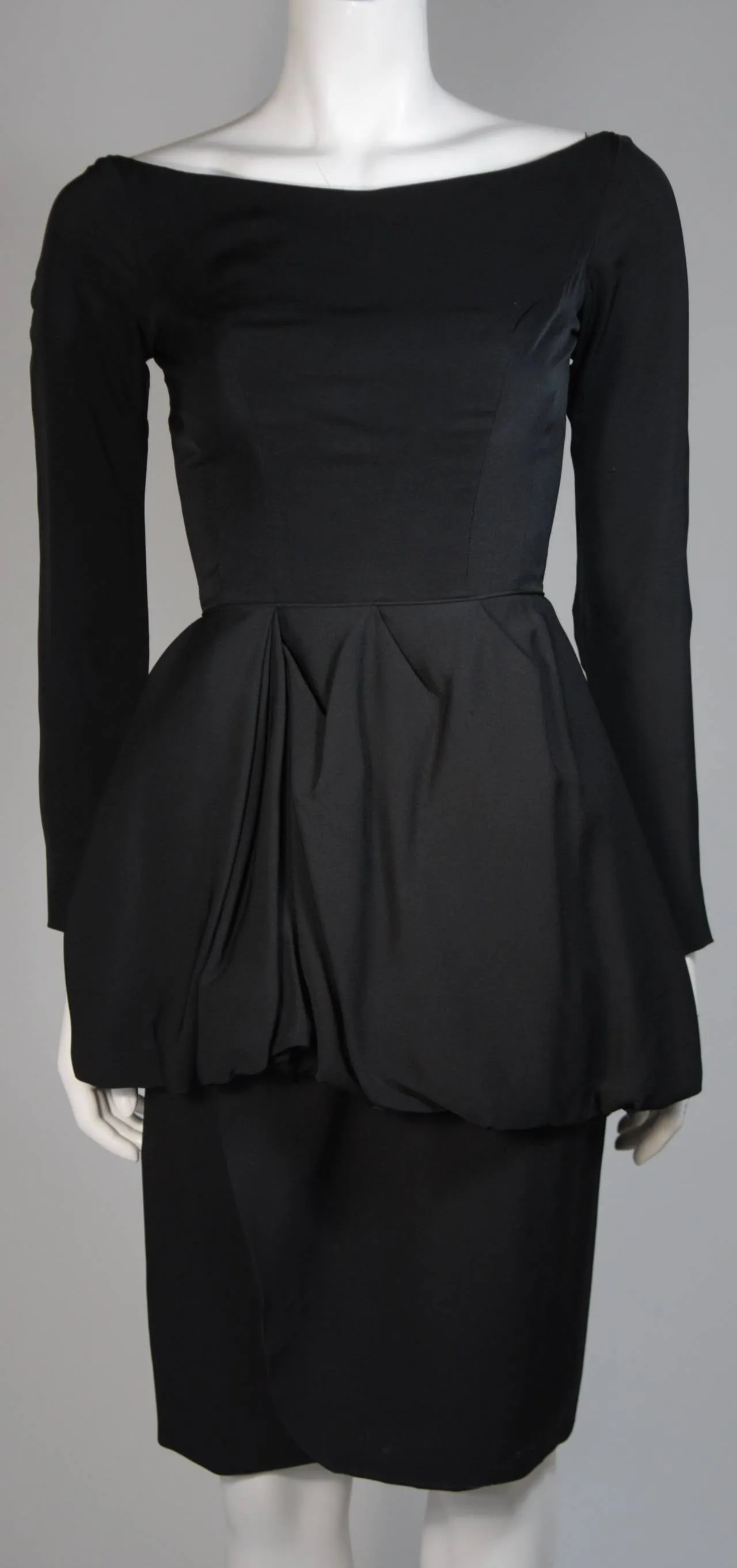 CEIL CHAPMAN Black Draped Princess Style Waist Dress Size XS