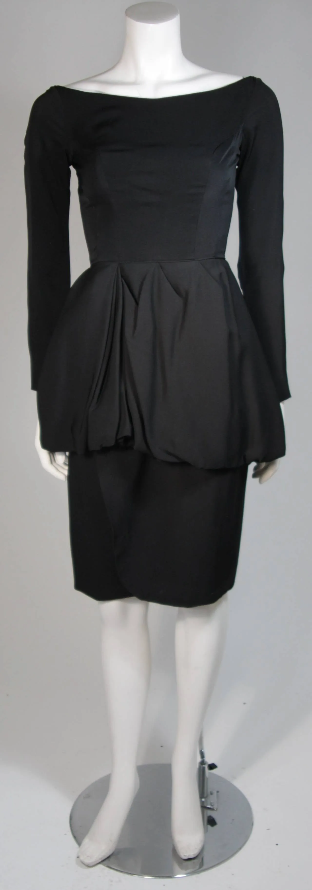 CEIL CHAPMAN Black Draped Princess Style Waist Dress Size XS