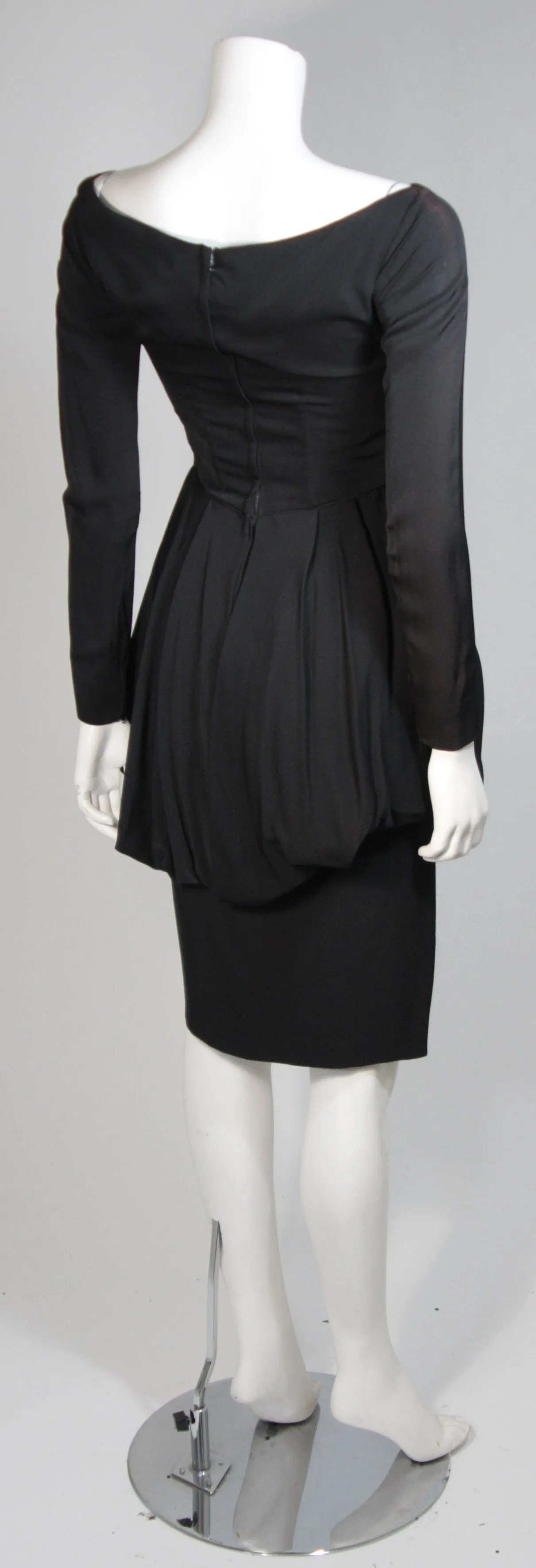 CEIL CHAPMAN Black Draped Princess Style Waist Dress Size XS