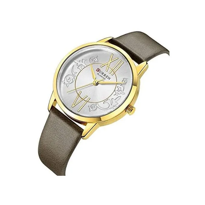 CURREN Watch Grey Leather and Gold frame Model C9049L