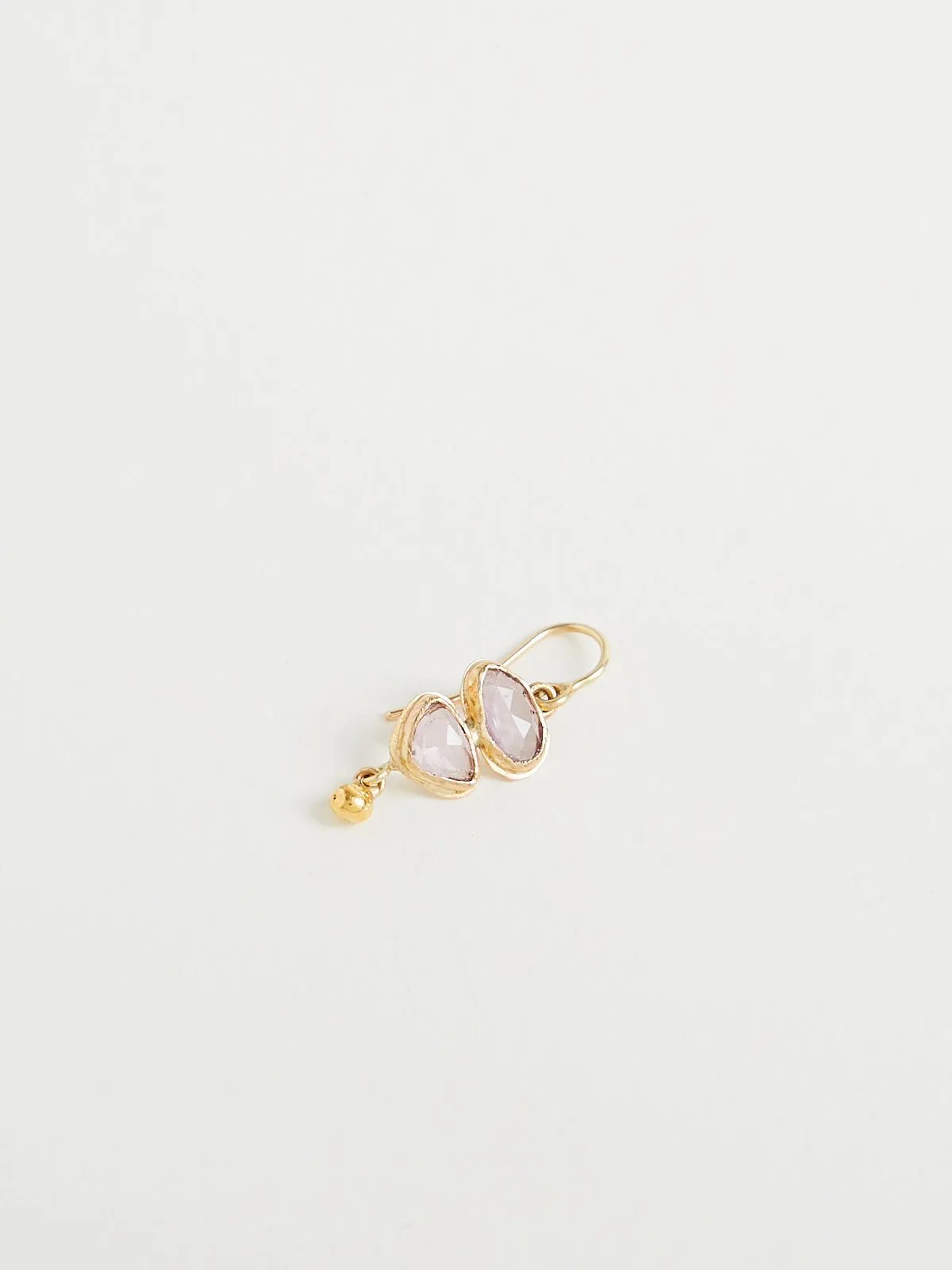 Double Drop Earrings with Various Colour Rose Cut Sapphire, 22k Ball Drop in 18k Yellow Gold