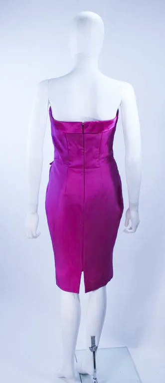 ELIZABETH MASON COUTURE Magenta Silk Cocktail Dress