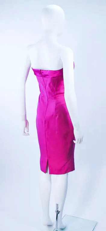 ELIZABETH MASON COUTURE Magenta Silk Cocktail Dress