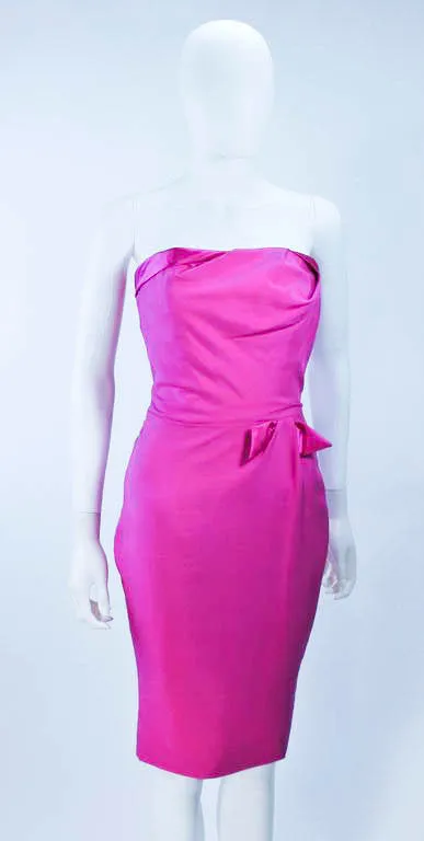 ELIZABETH MASON COUTURE Magenta Silk Cocktail Dress