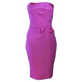 ELIZABETH MASON COUTURE Magenta Silk Cocktail Dress