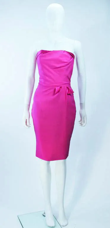 ELIZABETH MASON COUTURE Magenta Silk Cocktail Dress