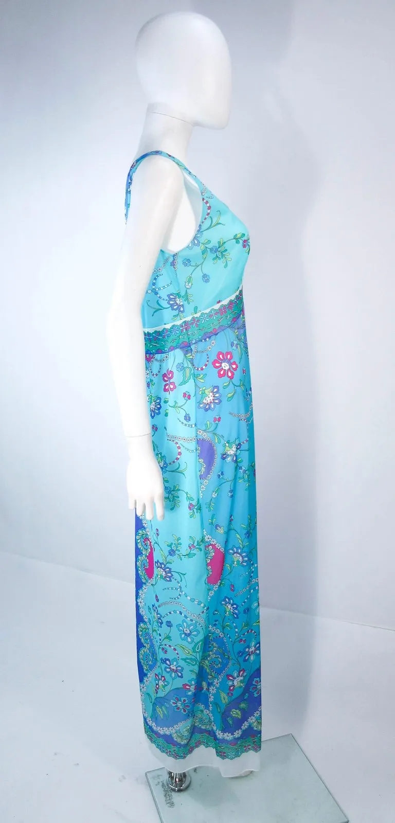 EMILIO PUCCI Blue & Purple Abstract Print Dress Size M