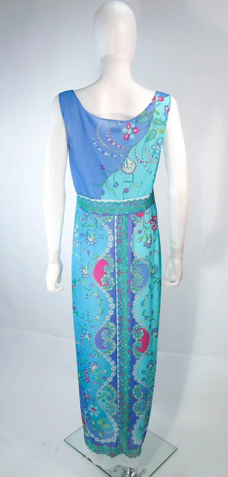 EMILIO PUCCI Blue & Purple Abstract Print Dress Size M