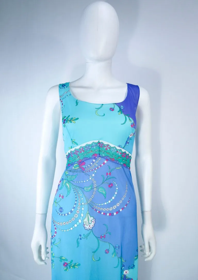 EMILIO PUCCI Blue & Purple Abstract Print Dress Size M