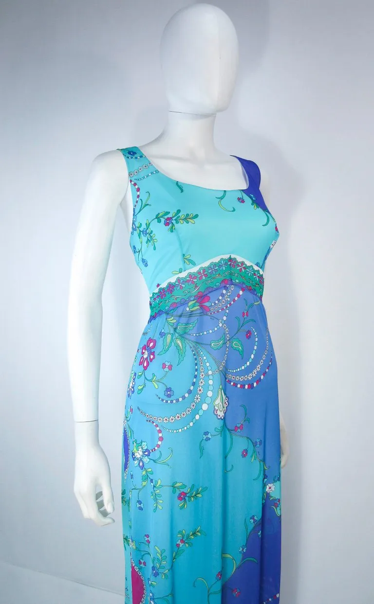 EMILIO PUCCI Blue & Purple Abstract Print Dress Size M