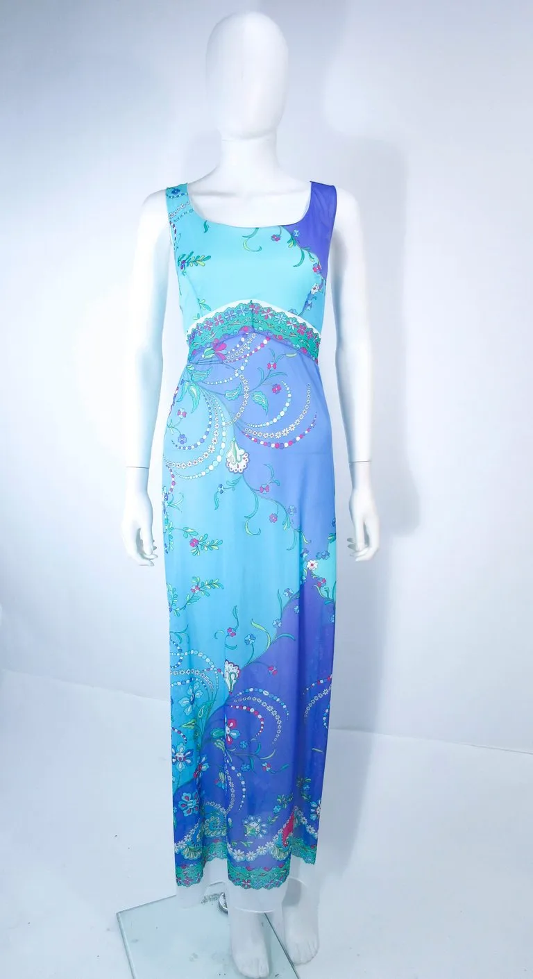 EMILIO PUCCI Blue & Purple Abstract Print Dress Size M