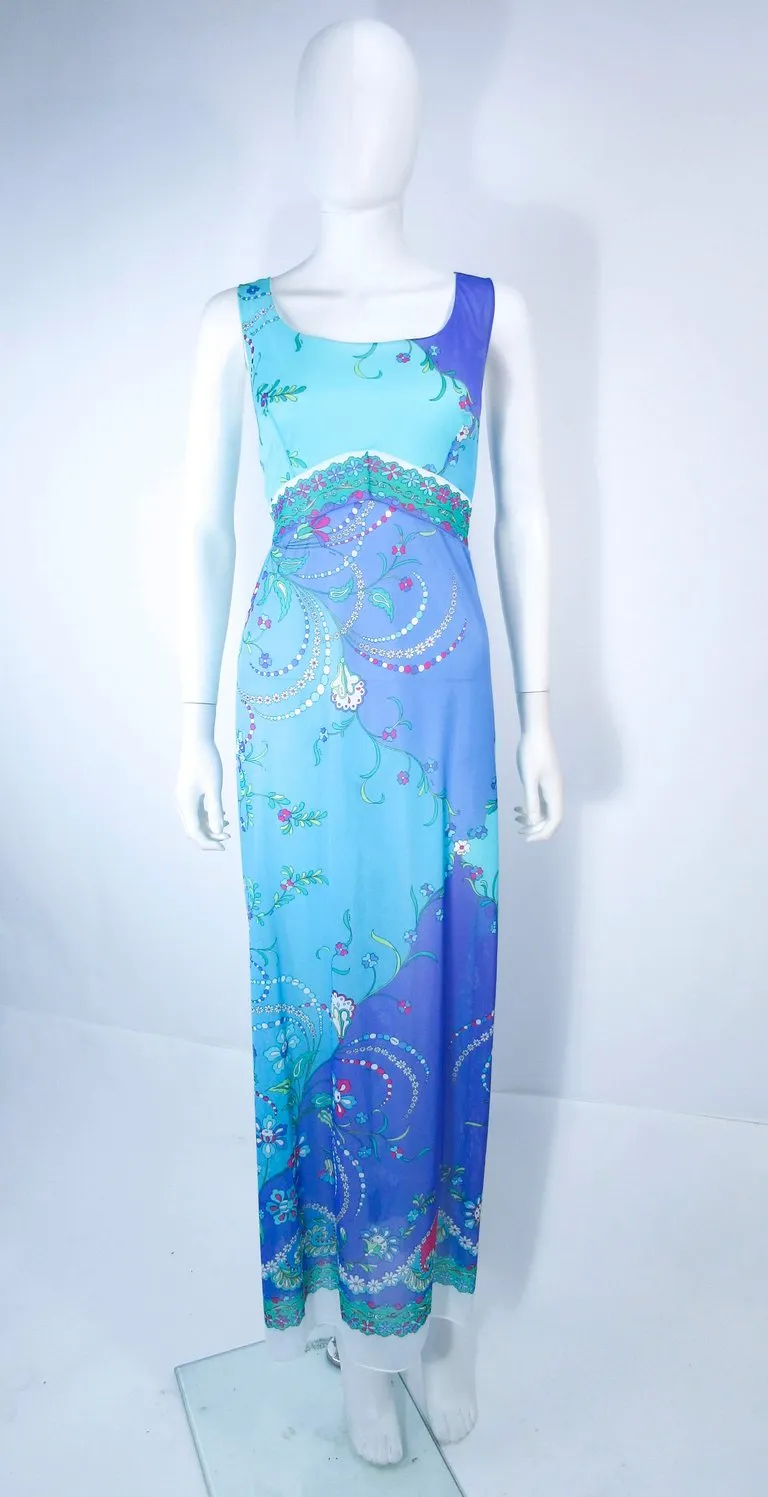 EMILIO PUCCI Blue & Purple Abstract Print Dress Size M