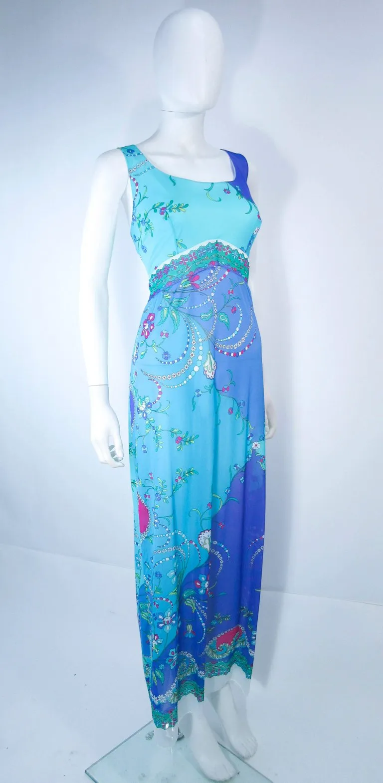 EMILIO PUCCI Blue & Purple Abstract Print Dress Size M