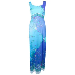 EMILIO PUCCI Blue & Purple Abstract Print Dress Size M