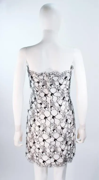 FRED HAYMAN White and Black Floral Cocktail Dress Size 4