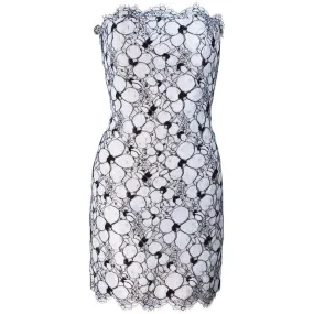 FRED HAYMAN White and Black Floral Cocktail Dress Size 4