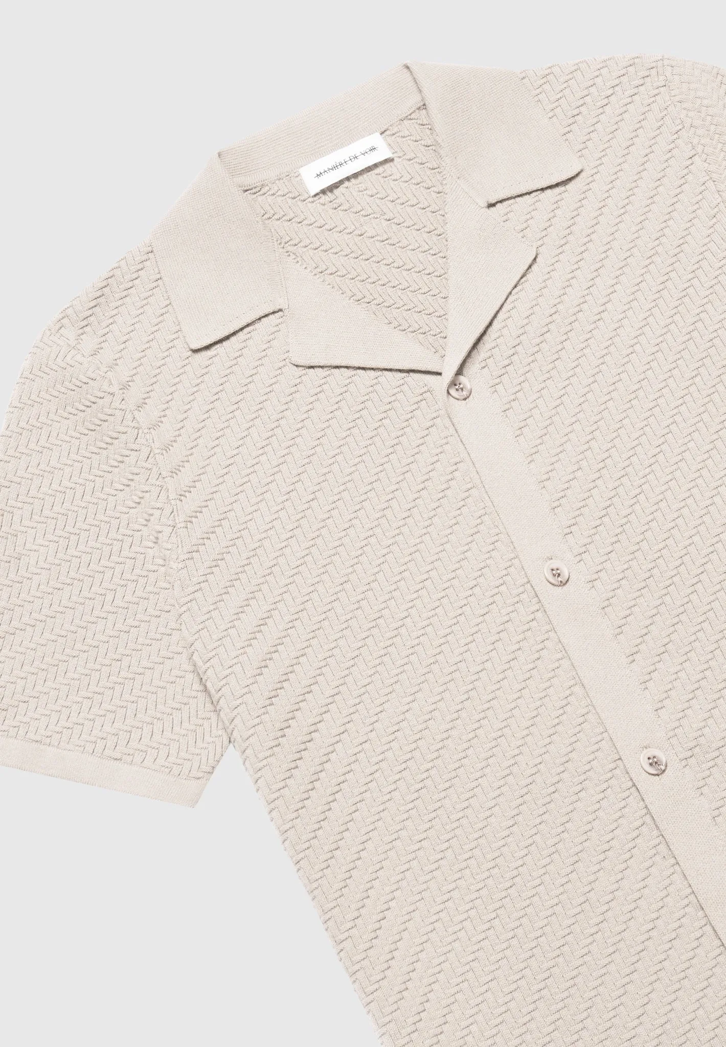 Herringbone Knit Revere Shirt - Taupe