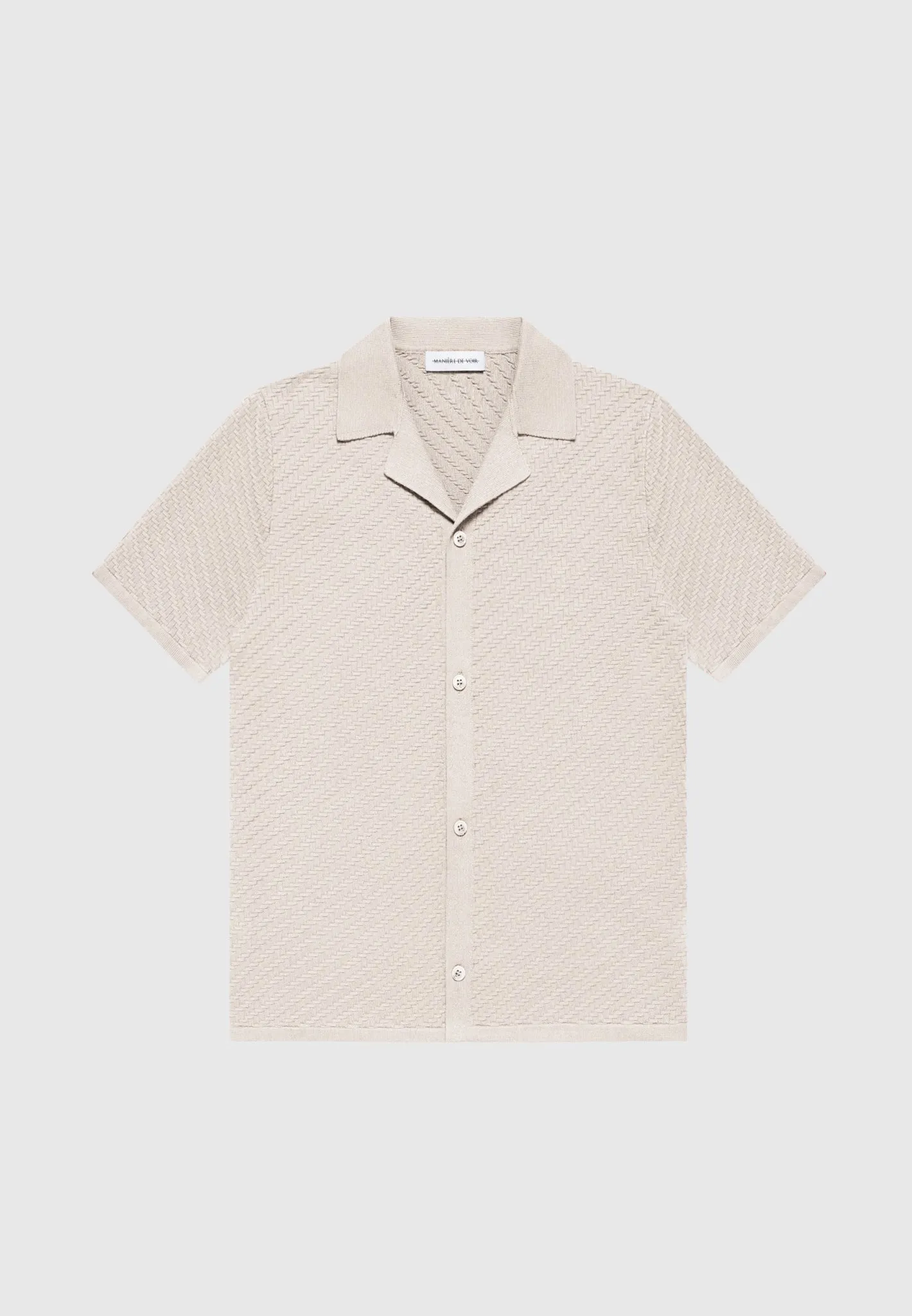 Herringbone Knit Revere Shirt - Taupe