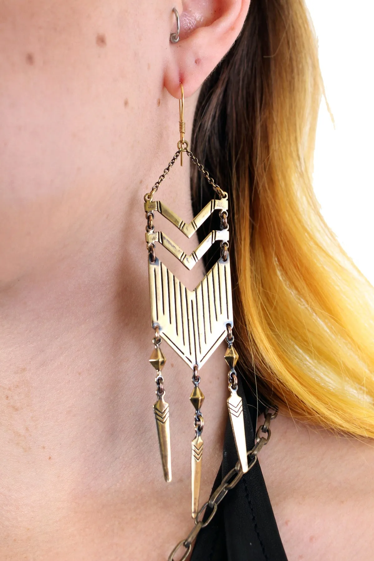 Hilmer x Sparrow Chevron Plate Earrings