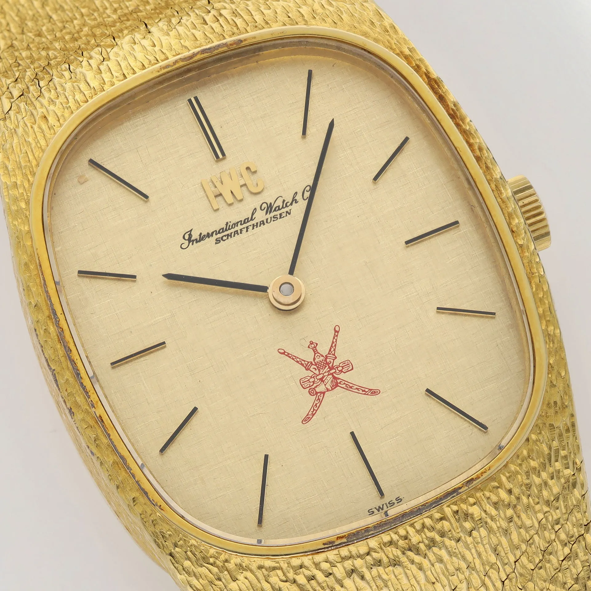 IWC Yellow Gold Dress Watch Integrated Bracelet Khanjar Dial