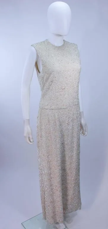 JEWELS Vintage 1950s Iridescent Beaded Gown Wedding Size 8-12