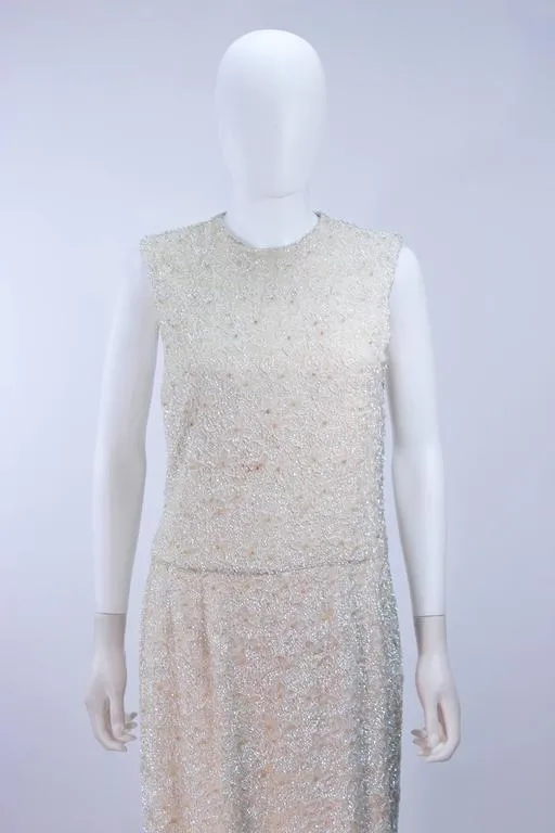 JEWELS Vintage 1950s Iridescent Beaded Gown Wedding Size 8-12