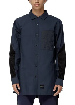 Konus Men's Oversize Houndstooth Button Up In Navy