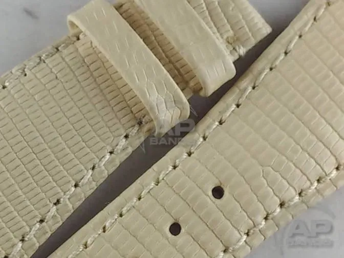 Lucertole Shiny Cream Lizard Leather Strap For Audemars Piguet Royal Oak Offshore