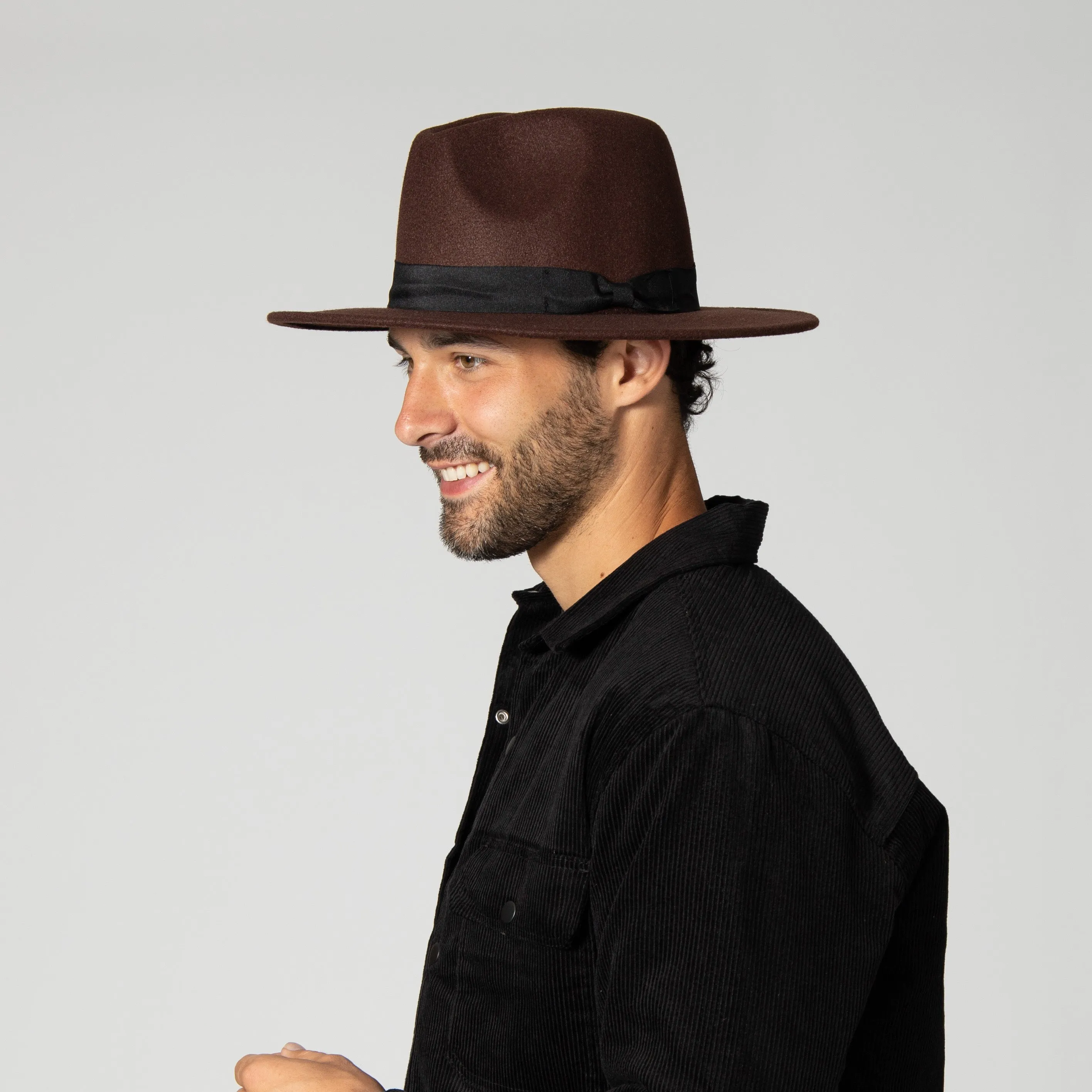 Men's Faux Felt Fedora With Grosgrain