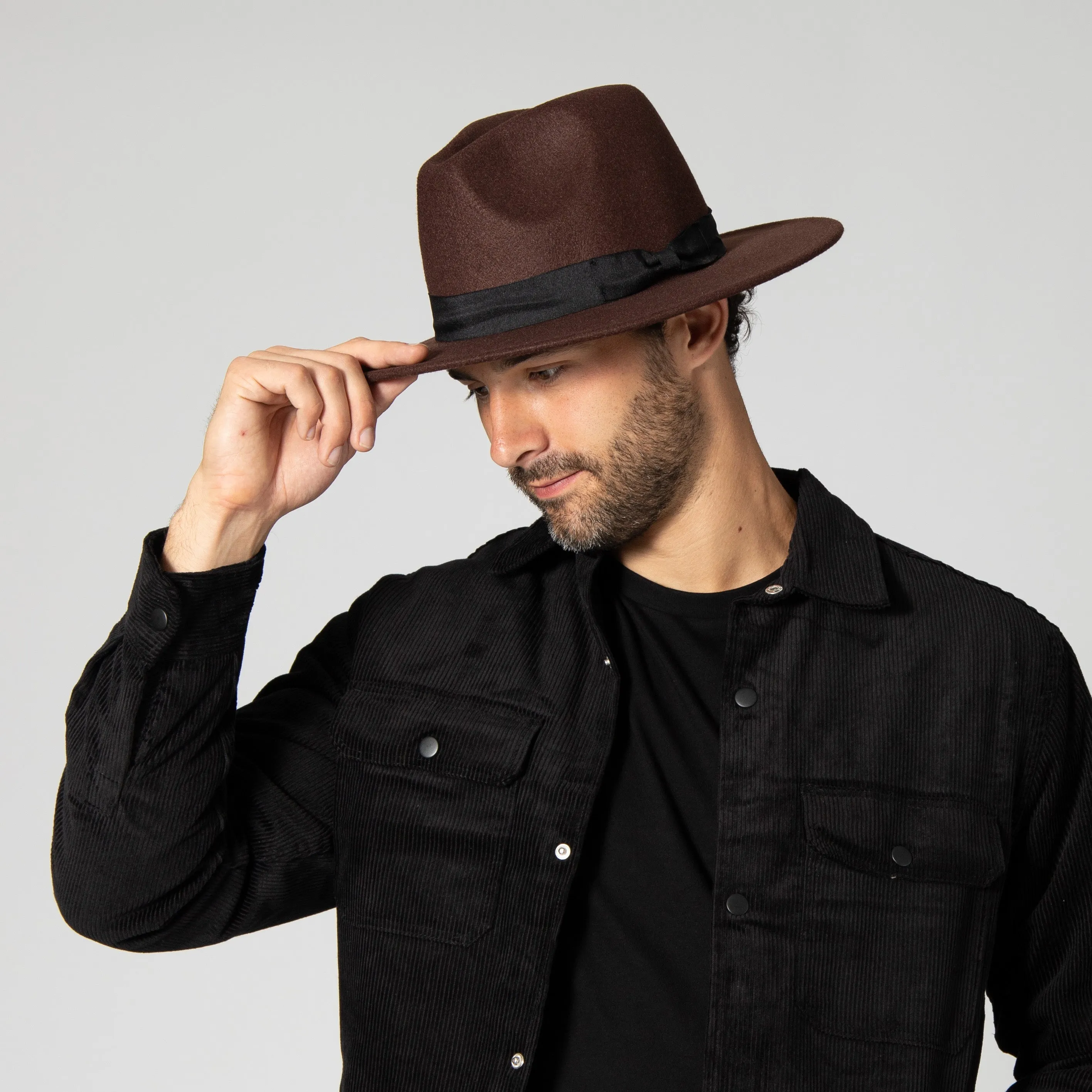 Men's Faux Felt Fedora With Grosgrain