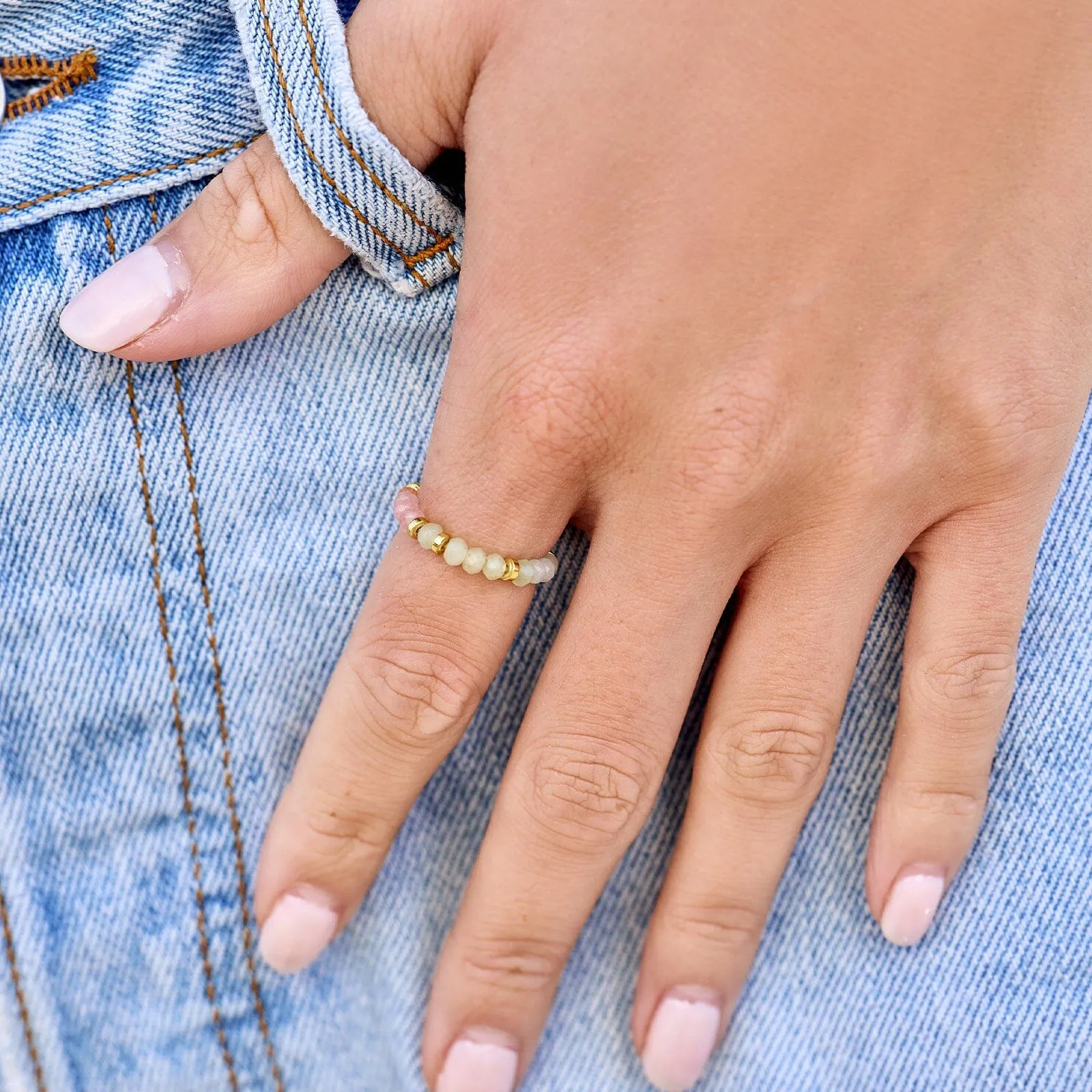 Ombre Rainbow Bead Stretch Ring